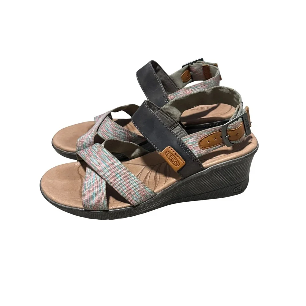 KEEN Skyline Wedge‎ Sandals Strap leather comfort Gorpcore Sz 7 outdoors granola